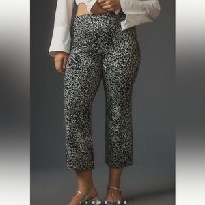 Anthropologie Maeve Workwear The Margot Kick Flare Cropped Pants Black/White 1X